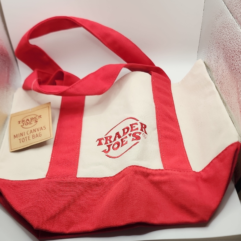 Red and White Canvas Mini Tote Bag